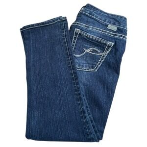 Silver Jeans Co Womens 27X25 Suki Capri Dark Wash Thick Stitch Low Rise‎ Jeans